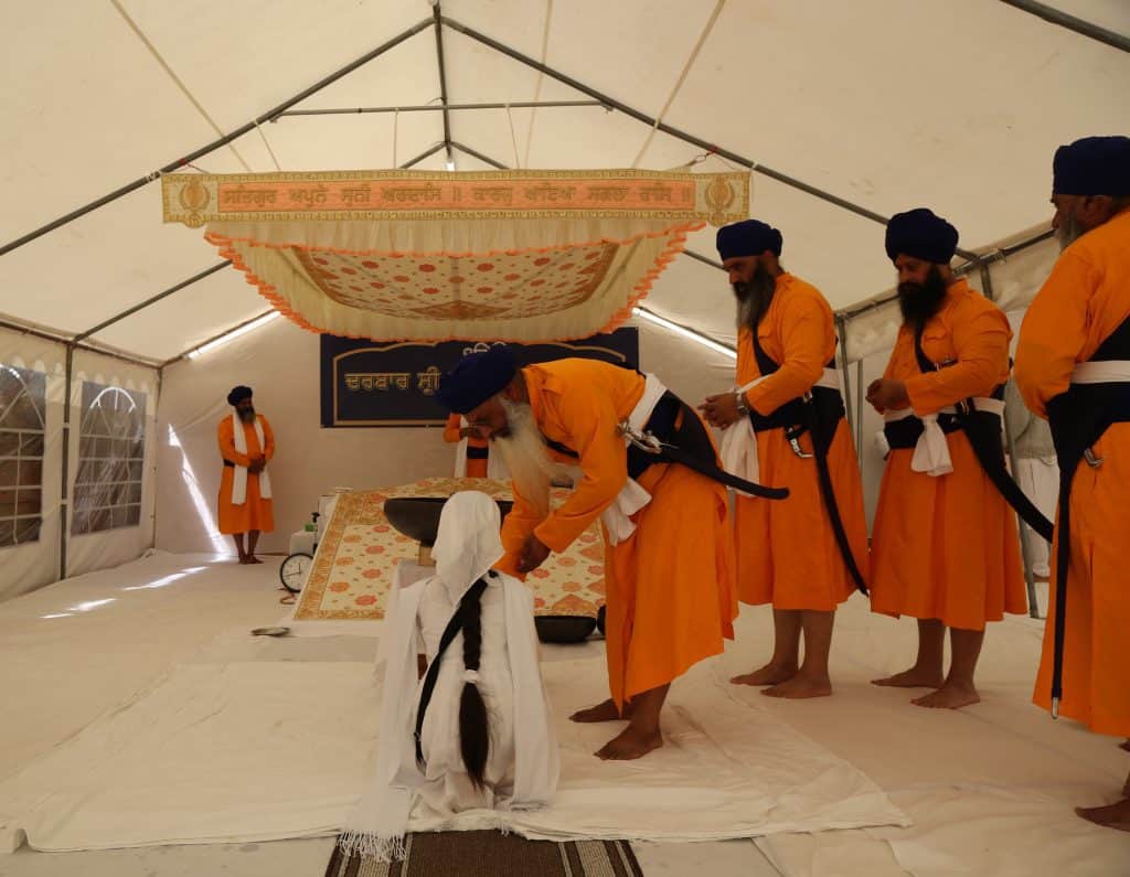 Photograph of Sikh Vaisakhi celebration inside tent
